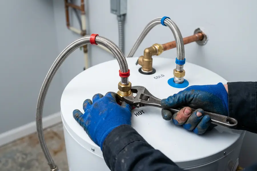 Water Heater Jockey technician installing a new water heater in Burnt Hills